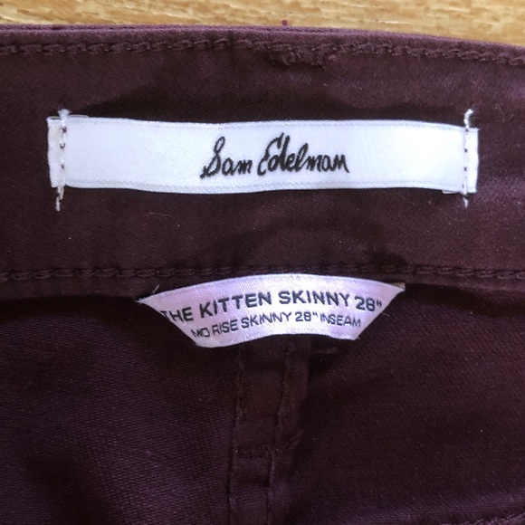 Sam Edelman Denim Jeans Deep Plum Mid Rise Skinny 28” Inseam - Picture 4 of 7